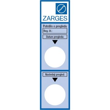 Nalepka Zarges za pregled 891 209