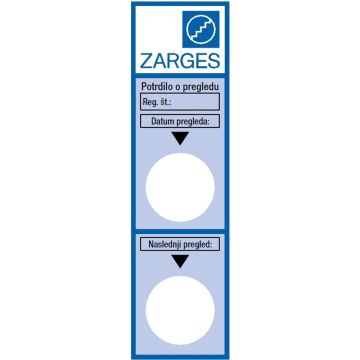 Nalepka Zarges za pregled 891 209